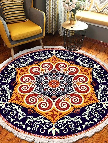  mandala tofs rund matta område matta etnisk stil rum vardagsrum sovrum soffbord golvmatta