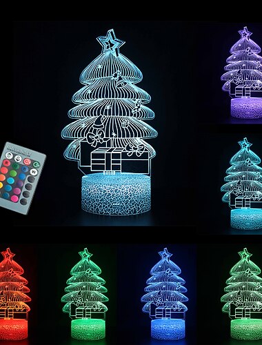  3d julenattlys juletre nattlys batteridrevet (ikke inkludert) nattbordslampe til soverom skrivebordslampe peis bordpynt hjem julepynt og gave til barn