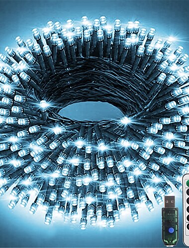  weihnachtslichter fee lichterketten innen außen usb mit fernbedienung 10m 20m dunkelgrüner draht lichterketten 100/200 leds 17key fernbedienung cluster lichter urlaubslichter usb urlaub hochzeit