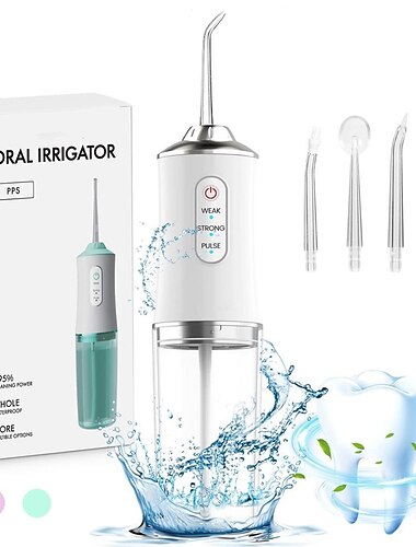  Water Flosser Cordless Dental Oral Irrigator Portable Water Flossers for Teeth with 220ML Detachable Tank Rechargeable IPX7 Waterproof Water Teeth Cleaner Picks with 3 Mode 4 Tips for Family Travel