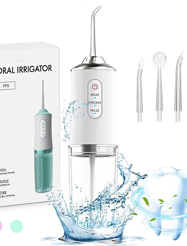  Water Flosser Cordless Dental Oral Irrigator Portable Water Flossers for Teeth with 220ML Detachable Tank Rechargeable IPX7 Waterproof Water Teeth Cleaner Picks with 3 Mode 4 Tips for Family Travel