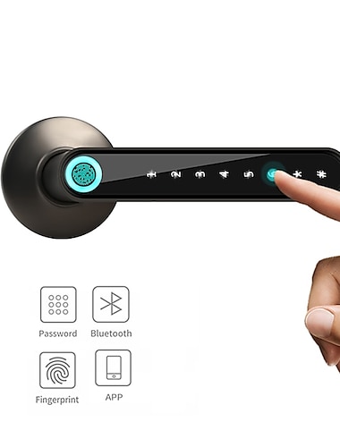  wafu wf-016 smart biometrisk fingeravtrykk dørlås smart Bluetooth passordhåndtak lås app låse opp nøkkelfritt oppføring usb batteri fungerer med ios / android hjem / kontor / loft jern / tre smart dør