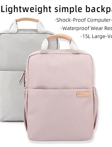  Sac à dos pour ordinateur portable 14 15,6 pouces compatible avec macbook air pro, hp, dell, lenovo, asus, acer, chromebook notebook étanche polyester antichoc couleur unie pour voyage, cadeau de