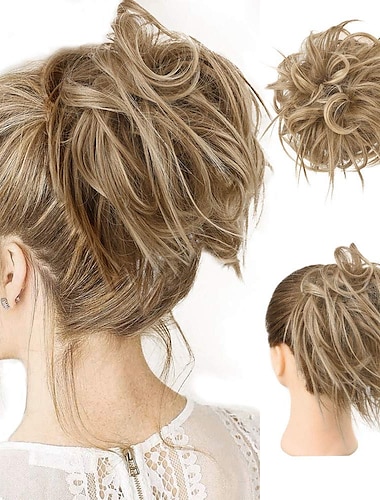  φουντωτό updo ακατάστατο κότσο hairpiece κότσο για επέκταση μαλλιών με ελαστικό λάστιχο updo hairpiece αλογοουρά συνθετικές επεκτάσεις μαλλιών scrunchies γυναικείες γυναικείες κότσες με αλογοουρά