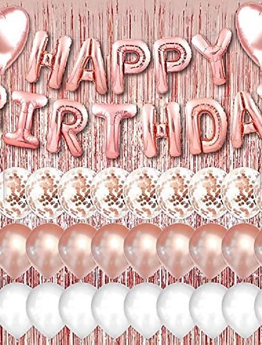  16 pouces décoration d'anniversaire en or rose rideau de pluie en or rose fournitures de fête d'anniversaire