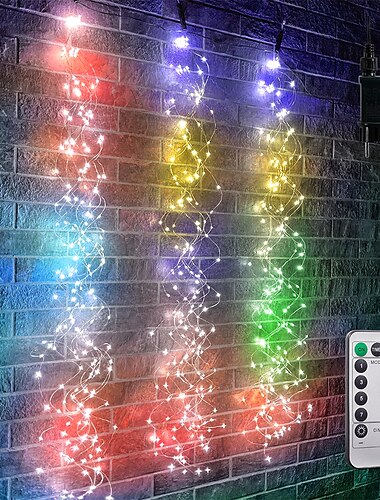  elegante Wasserfall-Lichterkette für Hochzeitsempfang und Party, LED-Lichterkette 2 m 200 LEDs, Weinreben-Lichter, Kupferdraht, Weihnachts-, Hochzeits-, Party-, Weihnachtsbaum-Dekoration