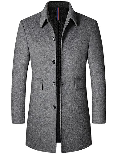  Per uomo Cappotto invernale Cappotto di lana Cappotto Da mare Attività commerciale Inverno Lana Tenere al caldo All'aperto Capispalla Abbigliamento Di tendenza Top caldi Tinta unita Tasche Bavero