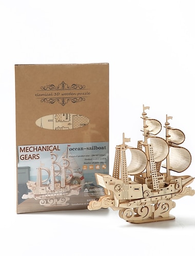  3d träpussel DIY-modell hav - segelbåtspussel leksakspresent för vuxna och tonåringar festival/födelsedagspresent