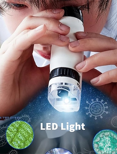  Microscope à main kit laboratoire lumière LED 60x-120x école à domicile sciences biologiques jouets éducatifs pour enfants brinquedo tige cadeau