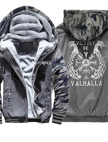  Vikingen walhalla Trui met capuchon Anime Overkleding Anime Grafisch Voor Voor Stel Voor heren Dames Volwassenen Heet stempelen Casual / Dagelijks