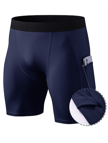  Hombre Pantalones Cortos Running Pantalones Cortos de Compresión con bolsillo para teléfono Capa base Exterior Deportivo Licra Control de barriga Levantamiento de tope Transpirable Yoga Aptitud