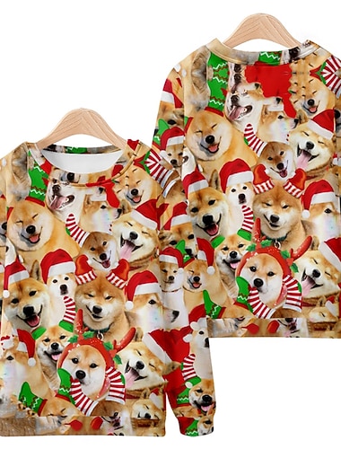  Animales Baile de Máscaras Pullover Sudadera navideña divertida Impresión 3D Para Pareja Hombre Mujer Adulto Navidad Nochebuena Fiesta Navidad