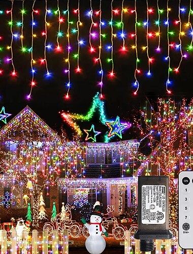  vánoční rampouch světla venkovní dekorace 10 m 400 LED 8 barev 8 režimů voděodolná teplá bílá rgb s 80 kapkami vánoční eu zástrčka us zástrčka uk zástrčka au zástrčka