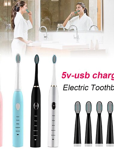  Powerful Ultrasonic Electric Toothbrush USB Charger Rechargeable Tooth Brushes Washable for Sonic Electronic Whitening Teeth