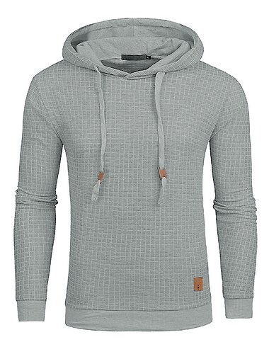  Homens Moletom Moletons Waffle Preto Branco Caqui Cinzento Claro Cinzento Escuro Côr Sólida Estriado Textura Textura de malha Desportos e Ar livre Casual Poliéster Legal Inverno Roupa Moletons