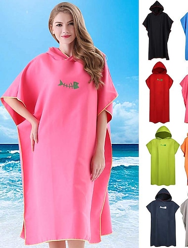  omkleedjas poncho handdoek met capuchon sneldrogende lichtgewicht omkleedhanddoek extra lang van microvezel surfponcho universele maat voor mannen vrouwen volwassenen, geschikt voor zwemmen, surfen