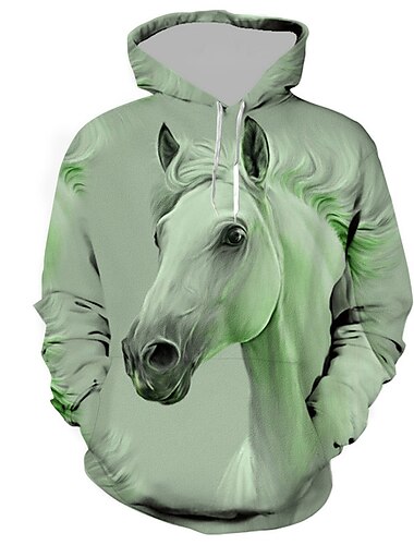  Herr Djur Häst Huvtröja Huvtröjor Tröja Tröja med tröja Långärmad Huvtröja Huva Streetwear 3D-tryck Dagligen Sport Vit Rodnande Rosa Mönster Vår & Höst Designer