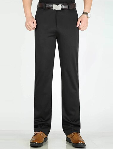  Men's Dress Pants Trousers Pocket Plain Comfort Warm Wedding Business Casual Retro Vintage Classic Wine Khaki Stretchy