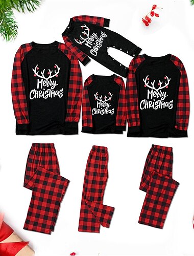  père Noël Mrs.Claus Tenues Pyjamas de Noël en famille Homme Femmes Garçons Fille Noël Tenues assorties à la famille Enfant Adulte Noël la veille de Noël Noël Soirée Vêtements de maison Haut Pantalon