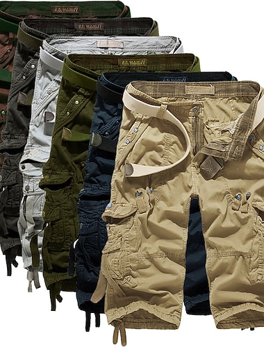  Herren Cargo Shorts Kurze Hosen Kurze Hose für Wanderer Bein Kordelzug Multi Pocket Mehrere Taschen Glatt Atmungsaktiv Draussen Wadenlänge Casual Täglich Strassenmode Stilvoll Schwarz Wein Unelastisch