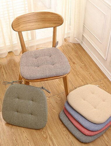  Cojín para silla, cojín para asiento de silla de comedor, cojín para silla de espuma viscoelástica antideslizante con lazos, funda para asiento en forma de U, mezcla de algodón
