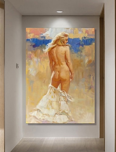  peinture à l'huile nue peinte à la main personnes verticales toile roulée moderne contemporaine (pas de cadre)
