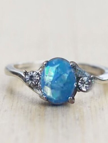  Kvinnelige sterling sølvringer oval kutt ild opal utsøkt smykker bursdags forslag gaver bryllup forlovelse fest ringer kjole å imponere