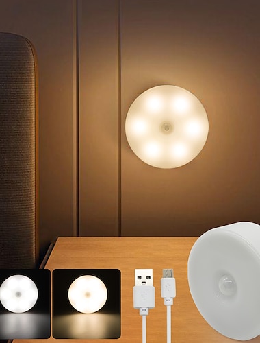  led αισθητήρας κίνησης νυχτερινού φωτός φόρτισης usb 6led επαγωγικό φως για κρεβατοκάμαρα διακοσμητικό φως κουζίνα ασύρματο ντουλάπι φως σκάλα ντουλάπα φωτιστικό διαδρόμου δωμάτιο φωτιστικό τοίχου