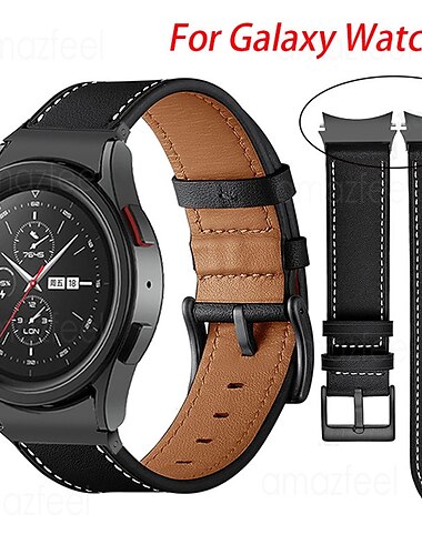  Ver Banda para Samsung Galaxy Watch 7/6/5/4  40/44mm, Watch 5 Pro 45mm, Watch 6 Classic 43/47mm, Watch 4 Classic 42/46mm Cuero Auténtico Reemplazo Correa Ajustable Transpirable Antigolpes Pulsera