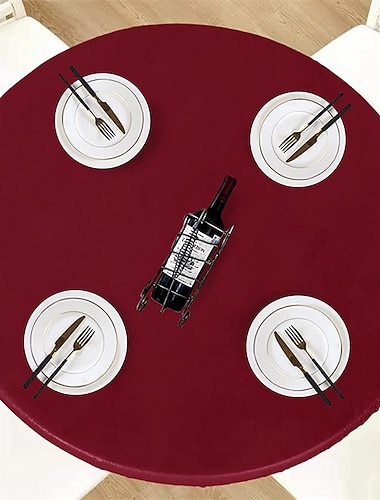  Nappe nordique extérieure ronde élastique, nappe en pvc imperméable et résistante à l'huile pour la cuisine, les repas, les fêtes, les vacances, le buffet