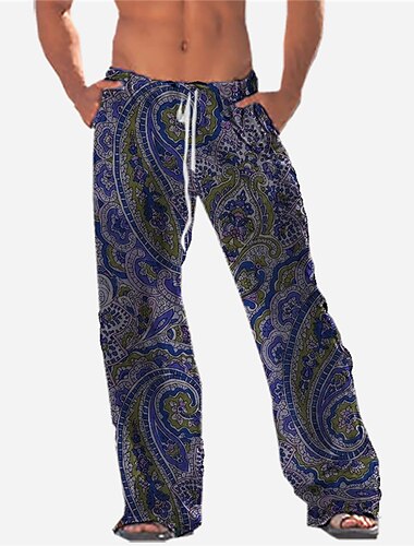  Herren Hose Hosen Sommerhosen Strandhose Gerade Tasche Kordelzug Elastische Taille Grafik-Drucke Komfort Atmungsaktiv Casual Täglich Festtage Strassenmode Designer Rote Blau