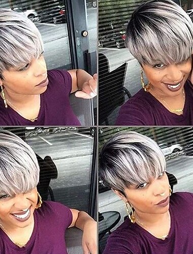  haare kurze ombre graue perücke kurze synthetische perücken für schwarze weiße frauen kurze schwarze graue perücke stile für schwarze mädchen kurzes ombergrau mit dunklen wurzeln kurze graue