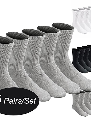  Calcetines Deportivos 5 pares Tripulación de cojín Hombre Calcetas Calcetines de tubo A prueba de resbalones Transpirable Dispersor de humedad Suave Eslático Aptitud física Entrenamiento de gimnasio