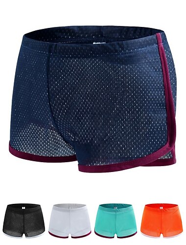  Hombre Pantalones Cortos Running Pantalón Corto Short Running Shorts de gimnasio Pantalones cortos de un tercio de maratón braguitas guardabosques Malla Retro Prendas de abajo Deportivo Verano