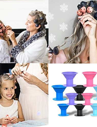  Le bandeau de tige de curling sans chaleur comprend de grands bigoudis pendant la nuit petits bigoudis pour femmes filles cheveux longs et courts