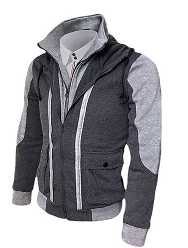  Per uomo Felpa con cappuccio Felpa con cappuccio e zip Giacca felpata Nero Grigio chiaro Grigio scuro Con cappuccio Color Block Per uscire Fantastico Indicato per i polsi Inverno Autunno Abbigliamento