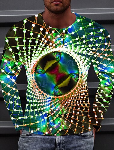  Férfi 3D nyomtatás Grafikai nyomatok Póló Hosszú ujj póló 3D nyomtatás Terített nyak Ing Sportok Dizájn Alap Szabadtéri Utca Napi Világoszöld Fukszia Lóhere Tavasz & Ősz Ruházat S M L XL XXL 3XL