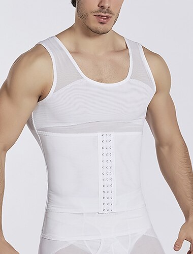  Herren Formwäsche Schwitzgürtel Körperformer Einfarbig Einfach Komfort Heim Täglich Nylon Abspecken Rundhalsausschnitt Ärmellos Winter Herbst Schwarz Weiß