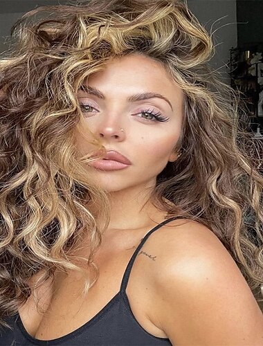  Long Curly Wavy Wig Ombre Platinum Blonde Wigs for Women Loose Wave Hair Glueless Heat Resistant Synthetic Wigs for Daily Party Use