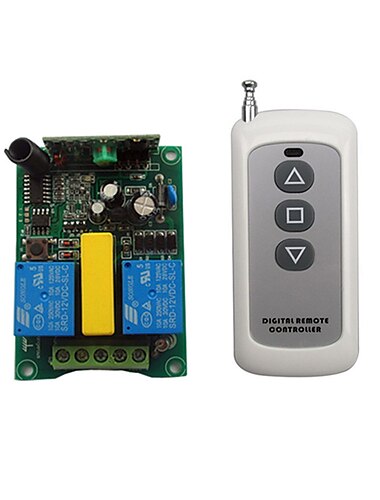  motor fjärrkontroll switch AC220v 2ch rf trådlös fjärrkontroll switch / motor upp stopp ner / 3 knapp fjärrkontroll /433mhz trådlös switch sändare med mottagare inlärningsfunktion