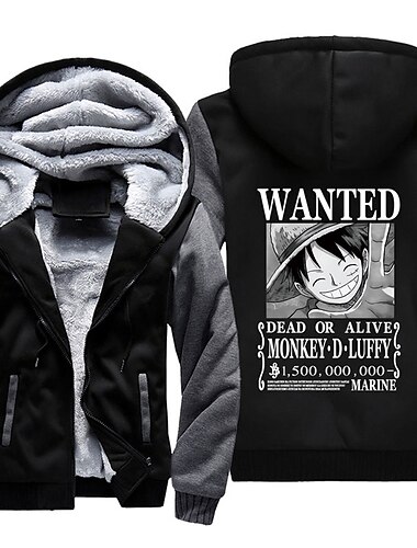  One Piece קוף ד 'לופי קפוצ'ון אנימה בגדי שטח אנימה גרפי עבור לזוג בגדי ריקוד גברים בגדי ריקוד נשים מבוגרים הטבעה חמה יום יומי\קז'ואל