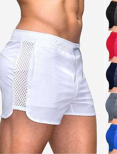  Herr Shorts Träningsshorts Joggingshorts Casual shorts Snörning Elastisk midja Ensfärgat Andningsfunktion Snabb tork Kort Dagligen Sport Streetwear Sportig Svart Vit Microelastisk