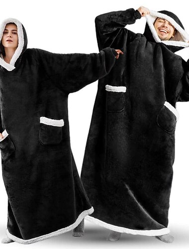  Erwachsene Übergroße Hoodie-Decke Tragbare Decke mit Tasche Feste Farbe Pyjamas-Einteiler Flanell Cosplay Für Herren und Damen Karneval Tiernachtwäsche Karikatur Fest / Feiertage Kostüme