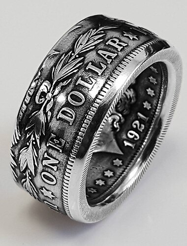  rare morgan dollar usa antique vintage coin american eagle 1921 biker jewellery mens ring (12)