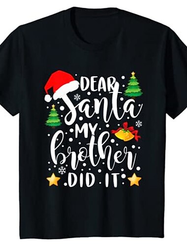 Рождественская детская футболка для мальчиков, футболка с короткими рукавами и круглым вырезом, детский топ, повседневная модная очаровательная летняя черная футболка для детей от 3 до 12 лет   Рождественская детская футболка для мальчиков, футболка с короткими рукавами и круглым вырезом, детский топ, повседневная модная очаровательная летняя черная футболка для детей от 3 до 12 лет