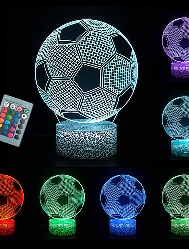  fotball 3d nattlampe med fjernkontroll & berøringskontroll flere farger & blinkende modi og lysstyrke justertusb & batteridrevne beste gaver til sportselskere gutter jenter barn