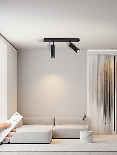  Spots de plafond à LED Kit d'éclairage sur rail fixe à intensité variable réglable, 25,4 cm 2 voies luminaires à montage au plafond noir, lampes d'accentuation directionnelles pour le couloir de la