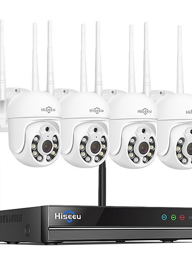  Hiseeu Wireless 3MP Wifi IP PTZ Digital Zoom Pan CCTV Security Video Surveillance Camera System Audio Outdoor Full Night Kit