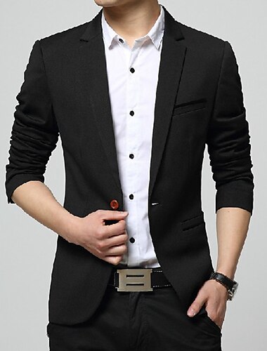  Herren Abschlußfeier Jacke Blazer Hochzeit Geschäft Warm Atmungsaktiv Tasche Klassisch Frühling Herbst Farbblock Geschäftlich Lässig Umlegekragen Dick Regulär Normale Passform Hellblau Schwarz Wein