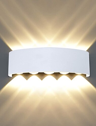  lampa de perete cu led pentru exterior/interioare, rezistenta la apa Lampa de perete cu led lumineaza in sus si in jos prin baie veranda scara hotel gradina in aer liber ac85-265v